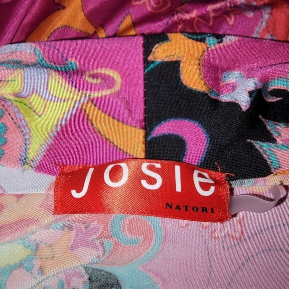Josie NATORI Pink Multi Hollywood Boho Wrap/Robe Size Medium - Picture 6 of 10